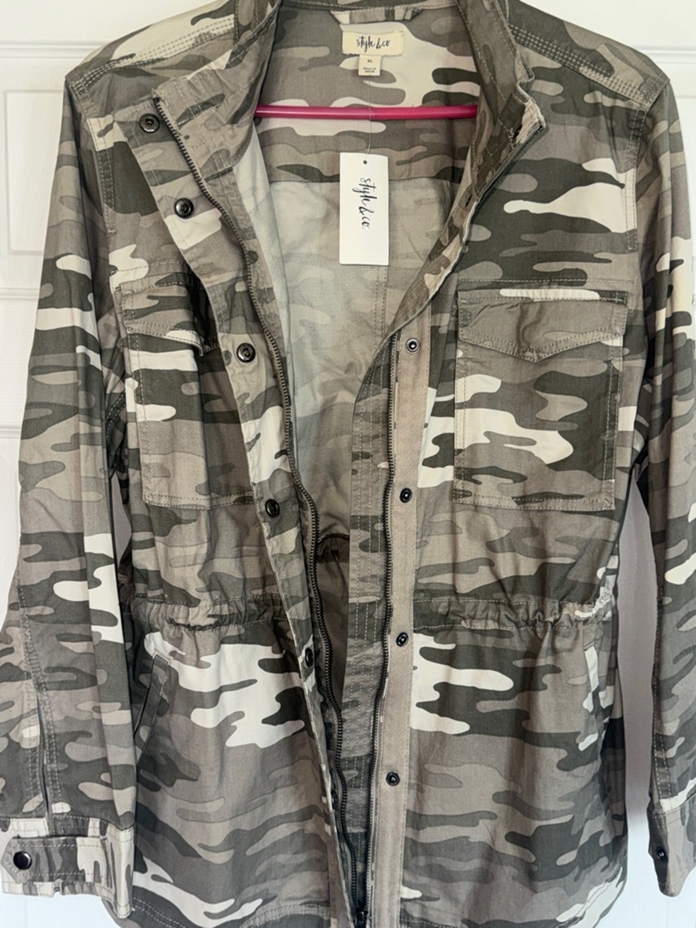 Style & Company Lightweight Camo Jacket - Beige - Picture 8 of 11